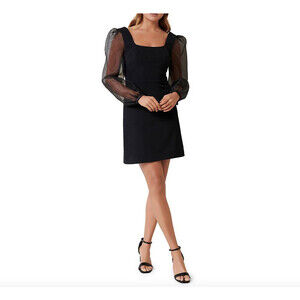 Ever New Women's Sabrina Organza Chiffon Sleeve Dress In Black Size 0 $179